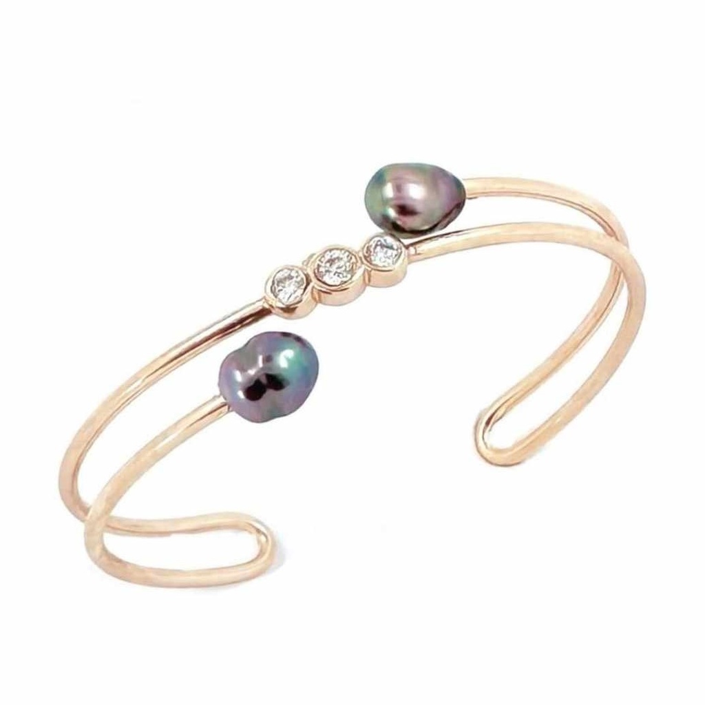 JONC TOI ET MOI KEISHIS ET ZIRCONS - plaqué or