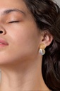Boucles d'oreilles acier doré estampe + nacre + keishis