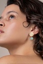 Boucles d'oreilles acier doré estampe + pierres turquoises + keishis