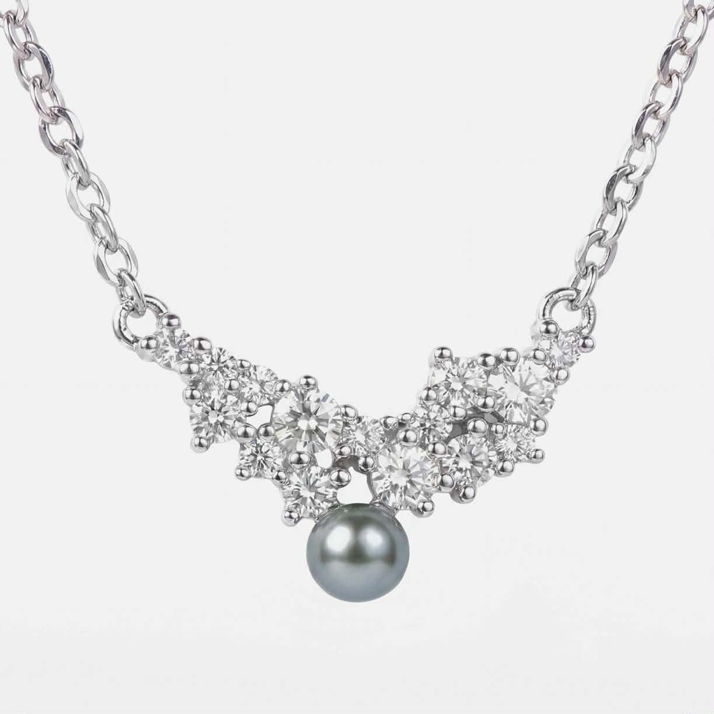 COLLIER ARGENT ZIRCONS ET KEISHI