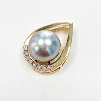 Pendentif plaqué or goutte Zircons et perle de Tahiti