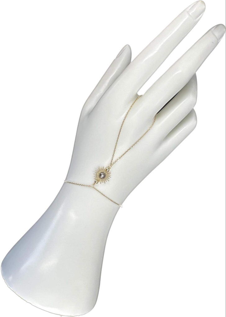 Bijou de main petit Soleil plaqué or et keishi