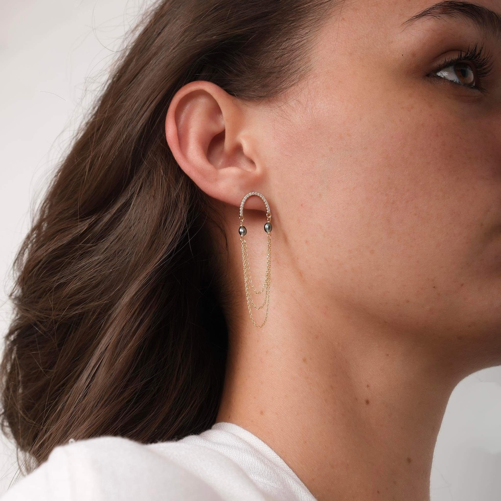 Boucles d’oreilles plaqué or et strass, Keishis