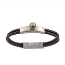 Bracelet Homme Deux Rangs Cuir + Perle - (noir ou marron)