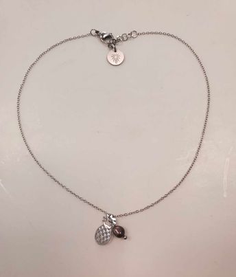 Collier ACIER  bébé mini ananas + keishi