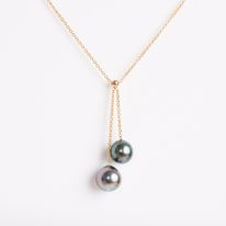 Collier Plaque Or + Duo Perle