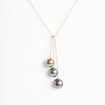 Collier Plaque Or + Trio Perle