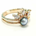 BAGUE DIADEME plaqué or 1 keishi +3 zirconiums