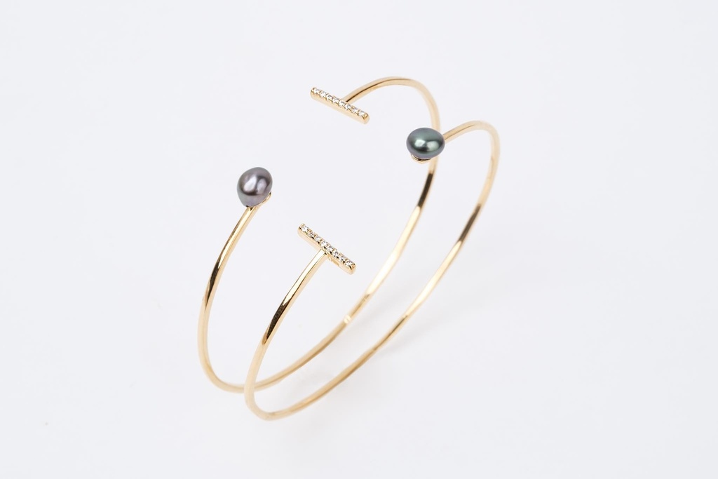 JONC tige zircons et un keishi - plaqué or