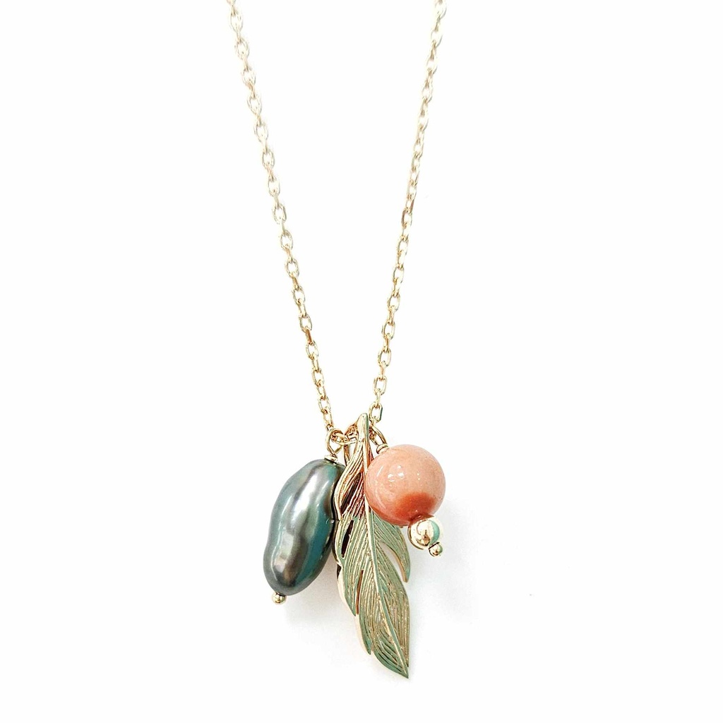 COLLIER PLUME KEISHI - plaqué or