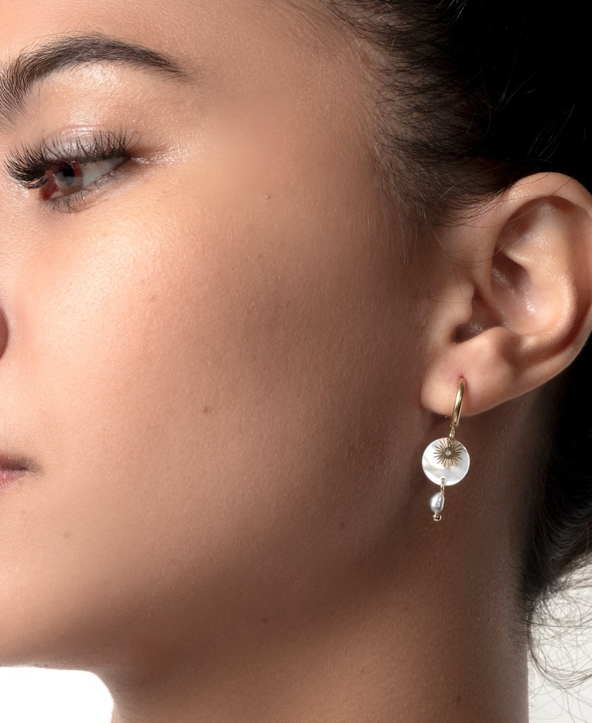 MINI CREOLES SUN ET KEISHI - ACIER DORE