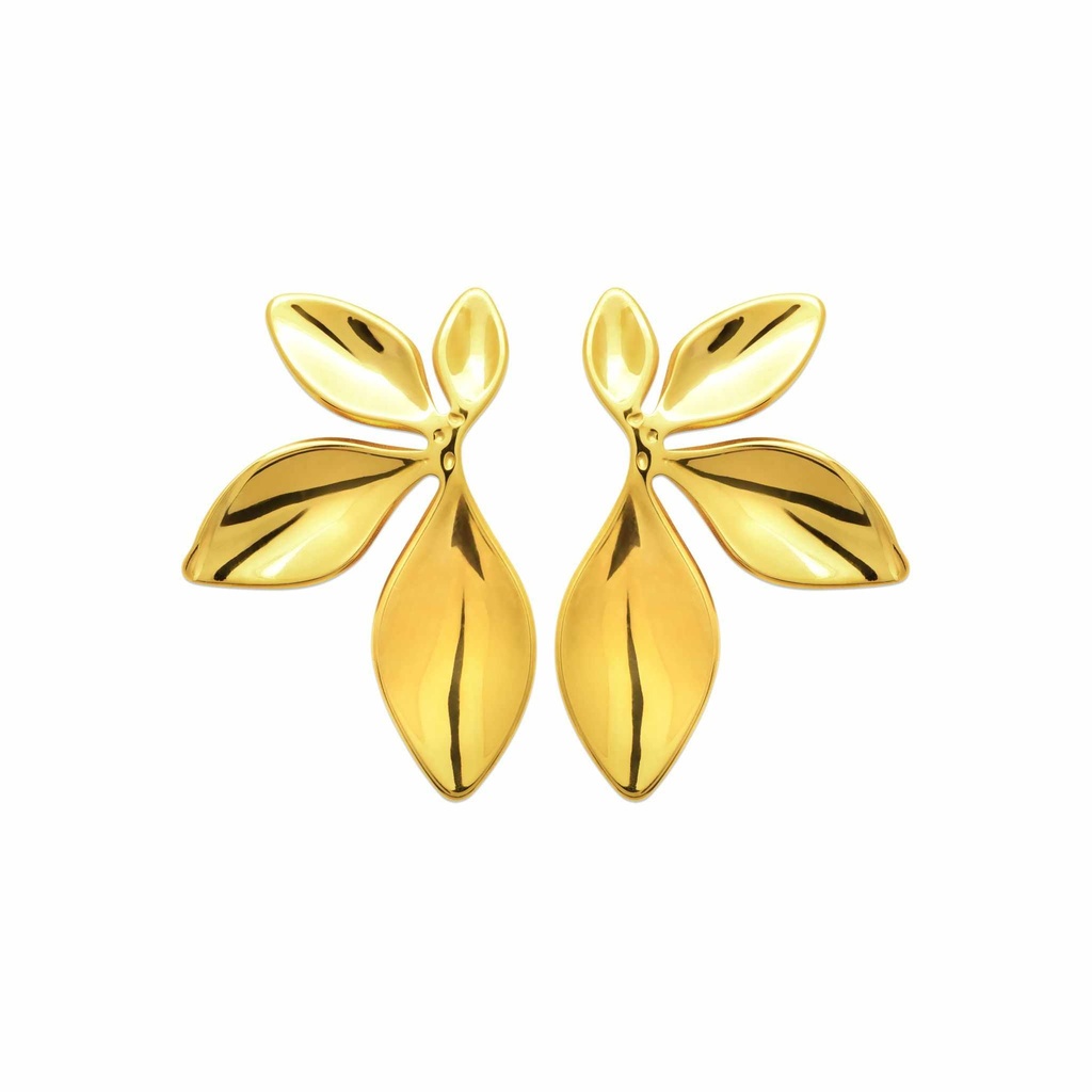 BOUCLES D OREILLES DEMI FLEURS - ACIER DORE