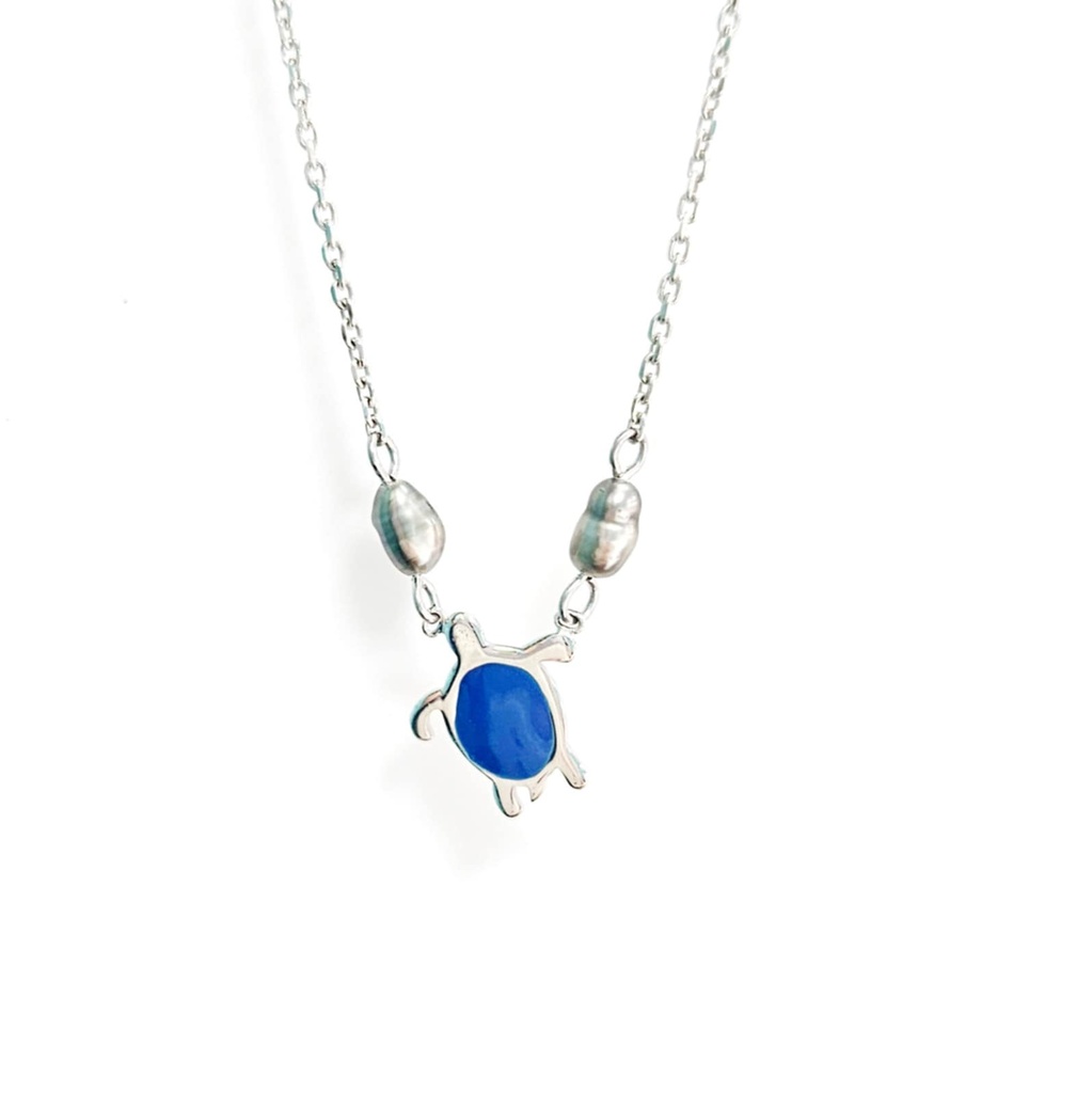 COLLIER ENFANT TORTUE BLEUE 2 KEISHIS - ARGENT