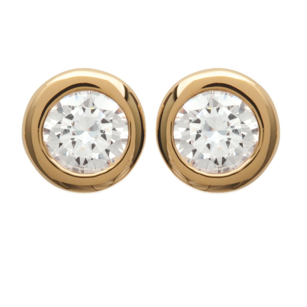 STUDS GROS ZIRCONS SERTI CLOS - PLAQUE OR