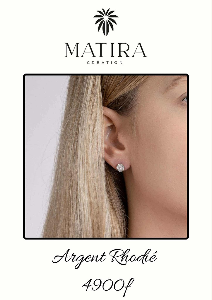 Boucles d'oreilles en argent rond zircons