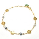 Bracelet acier doré + soleils + 4 keishis