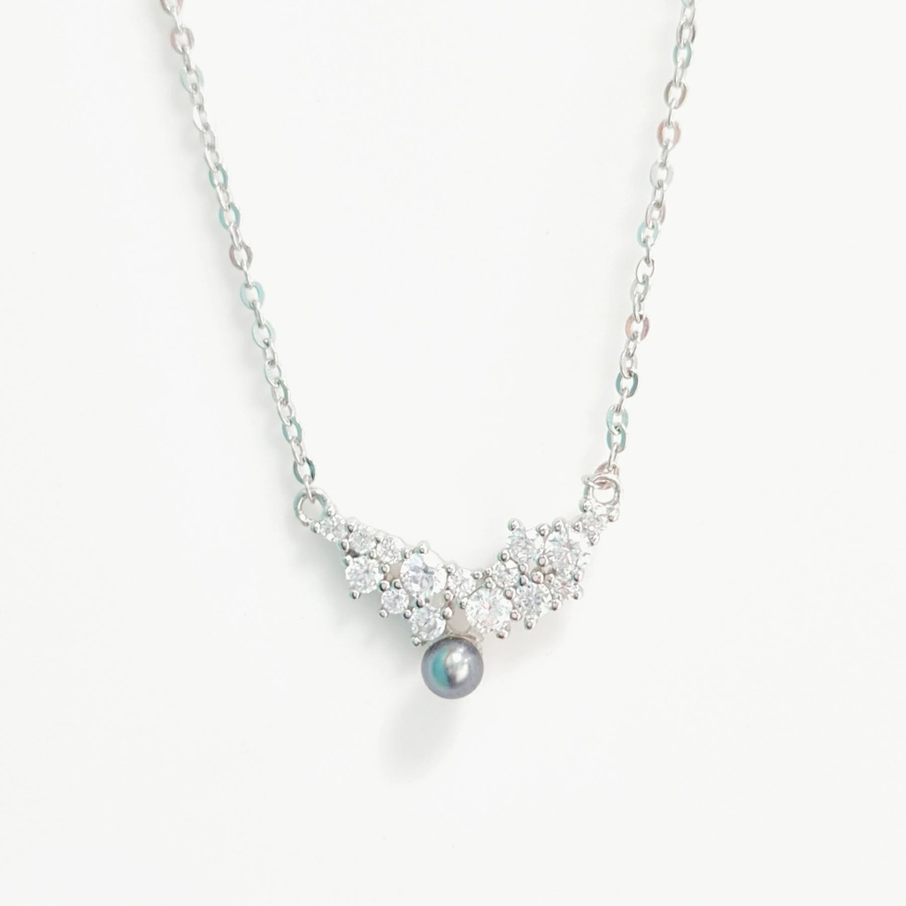 COLLIER ARGENT ZIRCONS ET KEISHI
