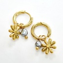 MINI CREOLES FLEUR ET KEISHIS - ACIER DORE