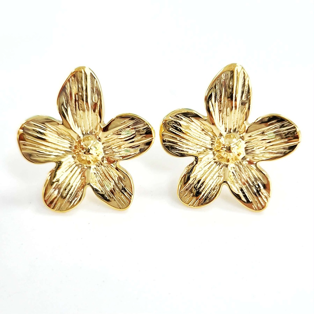 STUDS FLEUR DORE - ACIER DORE