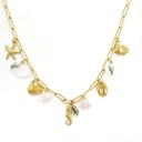 COLLIER BRELOQUES OCEAN ET KEISHIS - ACIER DORE