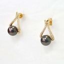 BOUCLES D OREILLES VASE PERLES ET ZIRCONS - PLAQUE OR