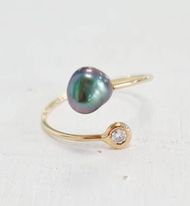 BAGUE OR THOMAS 1 DIAMANT &amp; 1 KEISHI