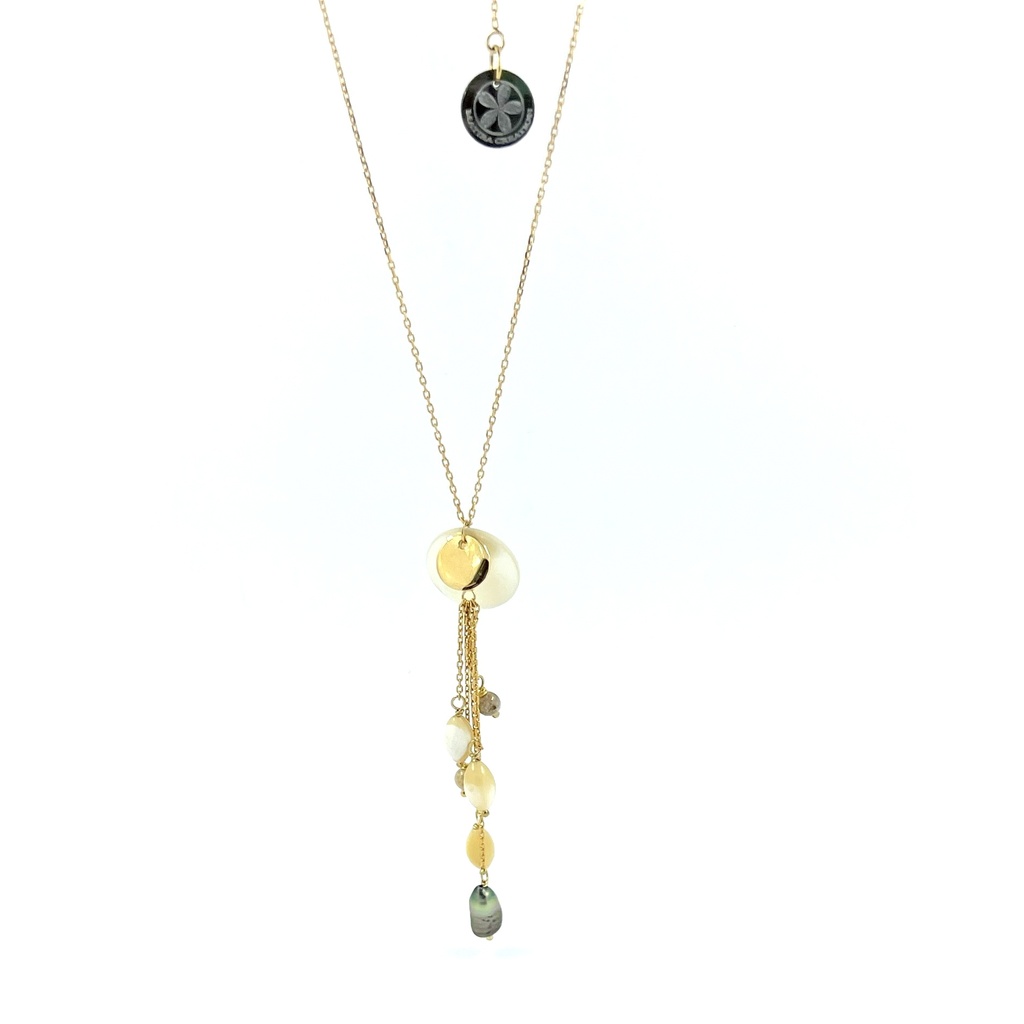 Collier plaqué or keishi beige