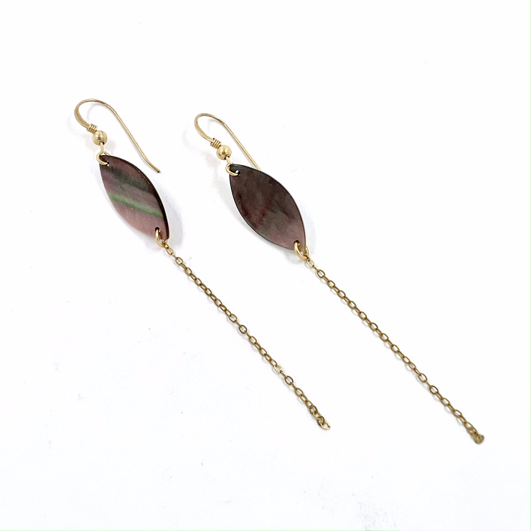 Boucles d'oreille nacre Ovale &amp; Chaîne