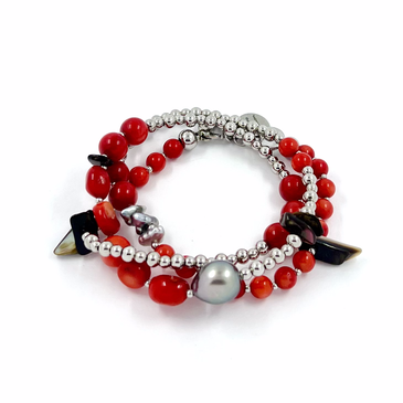 Bracelet Nico 3 tours rouge