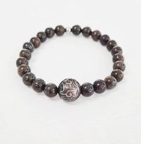 Bracelet élastique Homme Bronzite &amp; Perle gravée