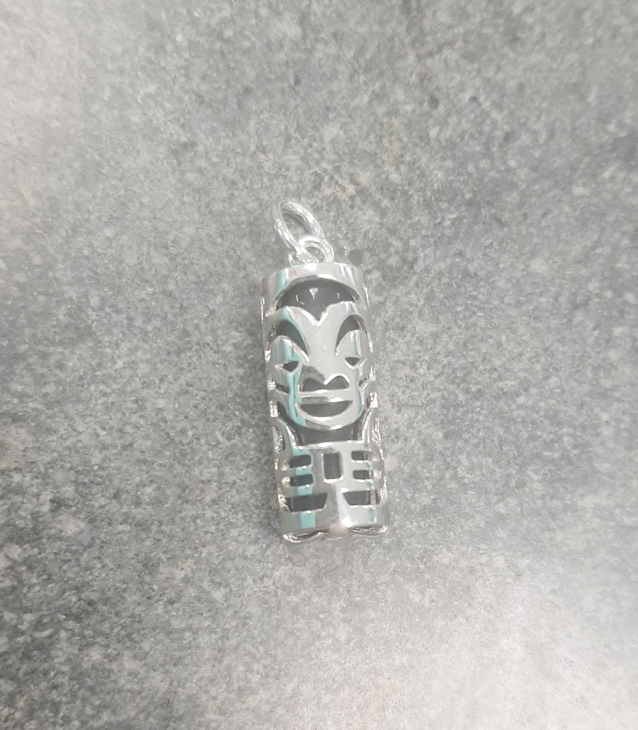 TIKI ARGENT Agate Noire MOYEN 1.5cm