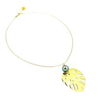 Collier Ape plaqué or et perle de Tahiti