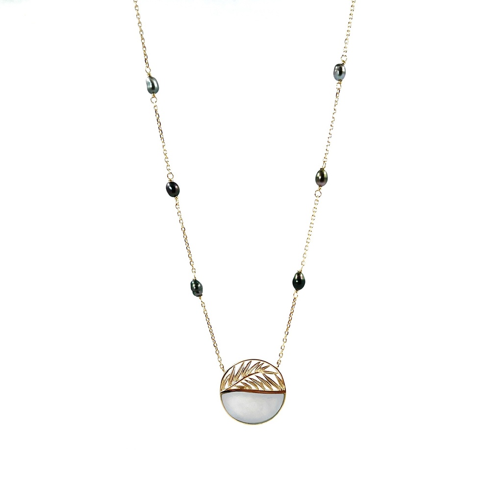 Collier Palms plaqué or et keishis