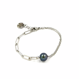 [JEBRP] Bracelet minimaliste chaine rectangle acier perle
