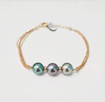 [BR3P] Bracelet 3 PERLES multichaines - plaqué or