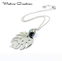 [ACCOAPA1P] Collier Grand Ape perle de Tahiti Acier