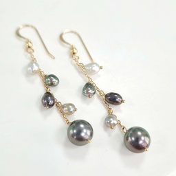 [BOGFKPG] Boucles d'oreilles Grappe keishis &amp; perle