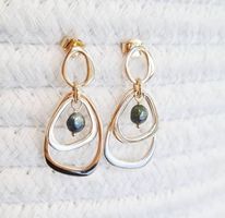 [GFBO57] Boucles d'oreilles double triangle keishi - Plaqué or