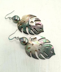 Boucle oreille acier, APE nacre et perle