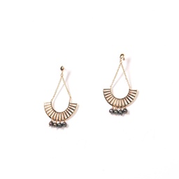 [BOA4K] Boucles d'oreilles plaqué or, Eventail 4 keishis