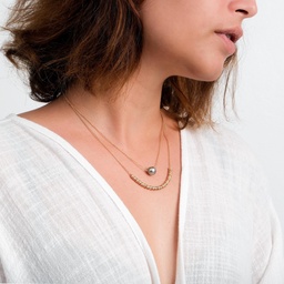 [TUPOCOP] Collier double plaqué or Batik et perle de Tahiti