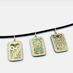 [TIKIORREC25] PENDENTIF TIKI RECTANGLE 2.5cm - NACRE ET OR 18CT