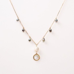 [CONABK] Collier Nacre ronde blanche et keishis