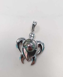 [TORTP] Pendentif Tortue Argent + Perle