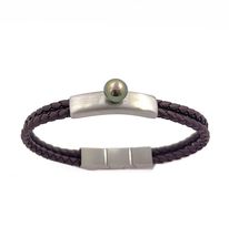 [BHDRCP] Bracelet Homme Deux Rangs Cuir + Perle - (noir ou marron)