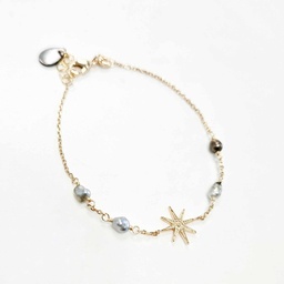 [BRSTAR] Bracelet STAR et 4 keishis - PLAQUE OR