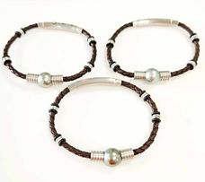 [BRHREP] BRACELET HOMME cuir (réglable) perle de Tahiti