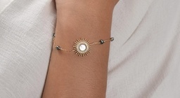 [BRSOLNK] BRACELET SOLEIL nacre plaqué or +4 keishis