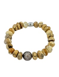 [BRJASPG] BRACELET HOMME ELASTIQUE JASPE+ perle gravée