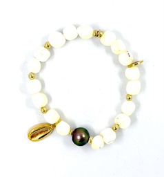 [BURGCO] BRACELET élastique CORI BURGO ET PERLE DE TAHITI